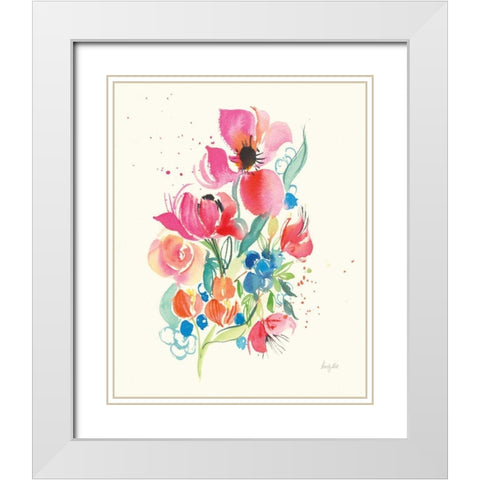 Bright Bouquet White Modern Wood Framed Art Print with Double Matting by Rice, Kristy