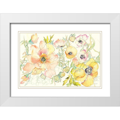 Pastel Garden II White Modern Wood Framed Art Print with Double Matting by Rice, Kristy