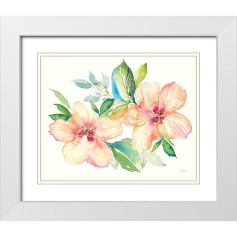 Pastel Garden Hibiscus White Modern Wood Framed Art Print with Double Matting by Rice, Kristy