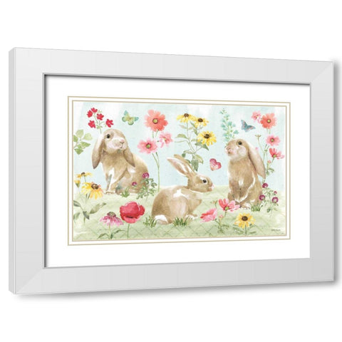 Sweet Bunnies I White Modern Wood Framed Art Print with Double Matting by Grove, Beth