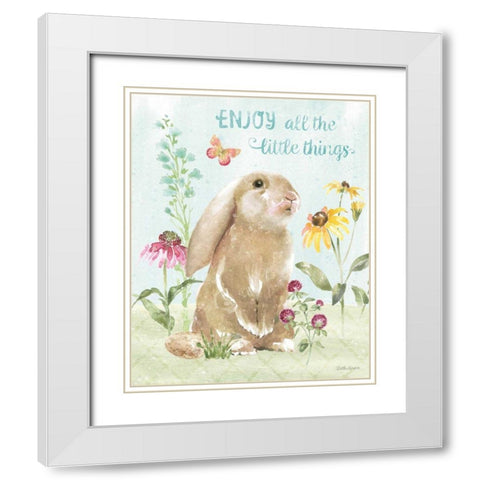 Sweet Bunnies II White Modern Wood Framed Art Print with Double Matting by Grove, Beth