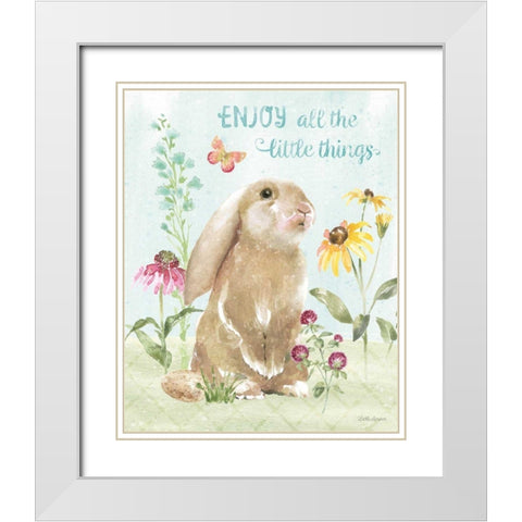 Sweet Bunnies II White Modern Wood Framed Art Print with Double Matting by Grove, Beth