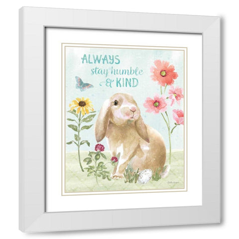 Sweet Bunnies III White Modern Wood Framed Art Print with Double Matting by Grove, Beth