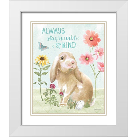 Sweet Bunnies III White Modern Wood Framed Art Print with Double Matting by Grove, Beth