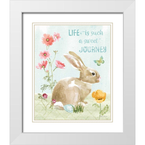 Sweet Bunnies IV White Modern Wood Framed Art Print with Double Matting by Grove, Beth