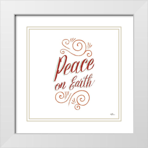 Peace on Earth White Modern Wood Framed Art Print with Double Matting by Penner, Janelle