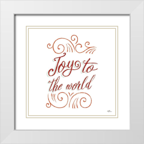 Joy to the World White Modern Wood Framed Art Print with Double Matting by Penner, Janelle