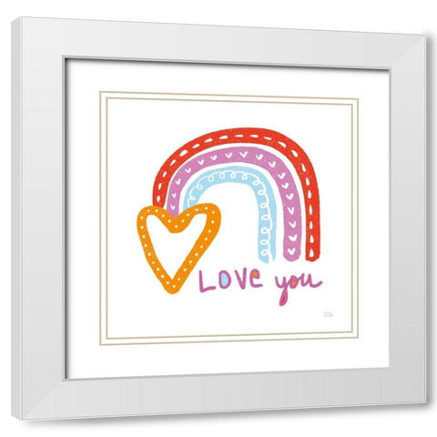 Love You Rainbow White Modern Wood Framed Art Print with Double Matting by Averinos, Melissa