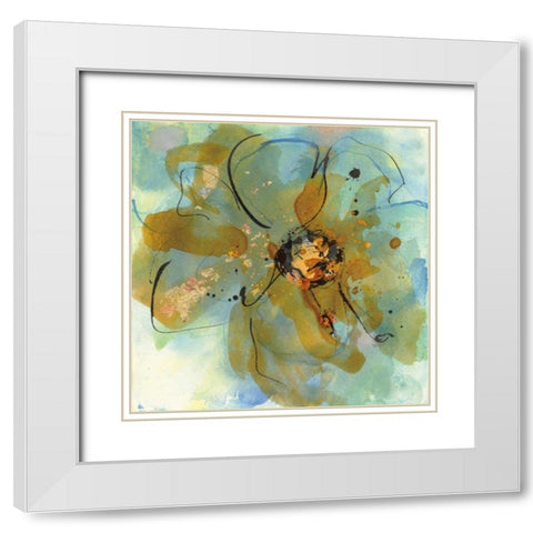 Amber and Leaf I White Modern Wood Framed Art Print with Double Matting by Paschke, Chris