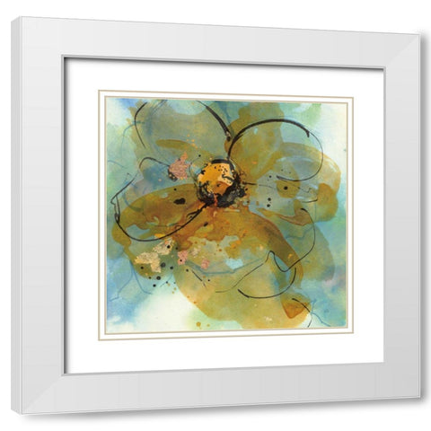 Amber and Leaf II White Modern Wood Framed Art Print with Double Matting by Paschke, Chris