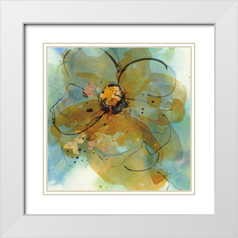Amber and Leaf II White Modern Wood Framed Art Print with Double Matting by Paschke, Chris