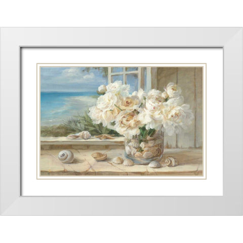 By the Sea White Modern Wood Framed Art Print with Double Matting by Nai, Danhui