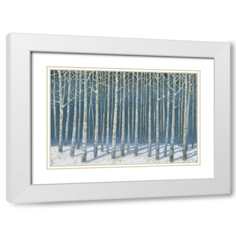 Shimmering Birches White Modern Wood Framed Art Print with Double Matting by Wiens, James