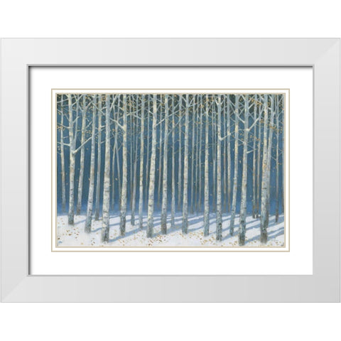 Shimmering Birches White Modern Wood Framed Art Print with Double Matting by Wiens, James