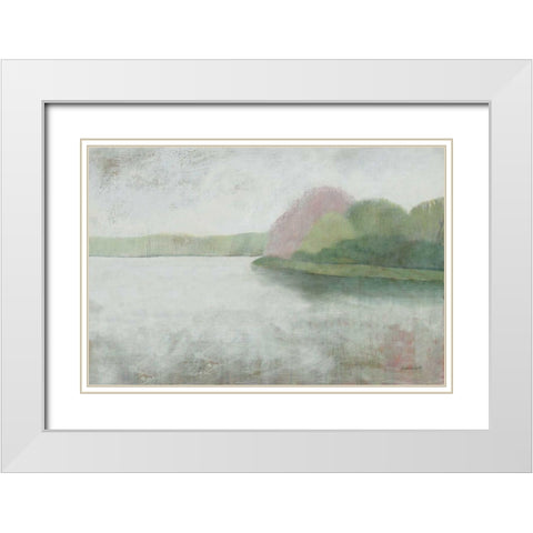 Nonquit Pond in May v2 White Modern Wood Framed Art Print with Double Matting by Lovell, Kathrine