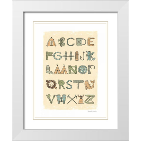 Camping Alphabet White Modern Wood Framed Art Print with Double Matting by Snowdon, Alexandra