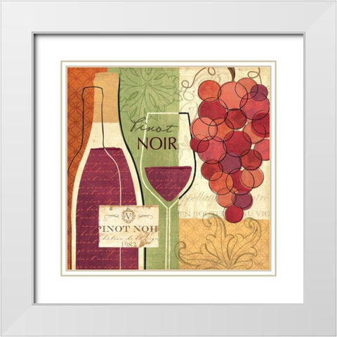 Wine and Grapes I White Modern Wood Framed Art Print with Double Matting by Charron, Veronique