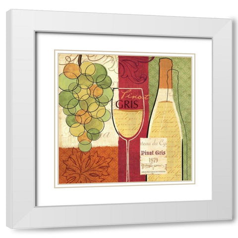 Wine and Grapes II White Modern Wood Framed Art Print with Double Matting by Charron, Veronique