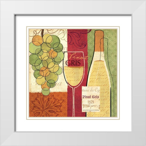 Wine and Grapes II White Modern Wood Framed Art Print with Double Matting by Charron, Veronique