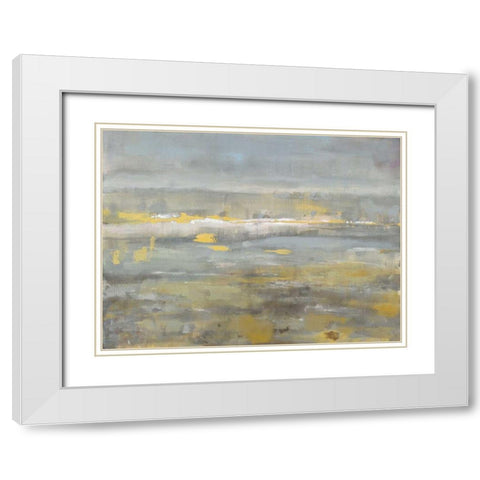 Neutral Field White Modern Wood Framed Art Print with Double Matting by Nai, Danhui