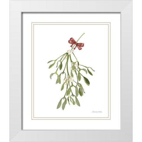 Peace and Joy Mistletoe White Modern Wood Framed Art Print with Double Matting by Miller, Sara Zieve