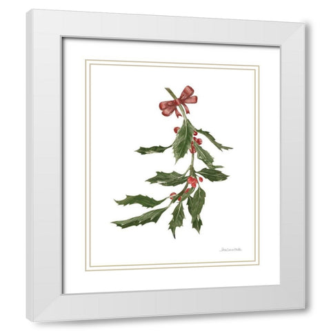 Peace and Joy Holly White Modern Wood Framed Art Print with Double Matting by Miller, Sara Zieve