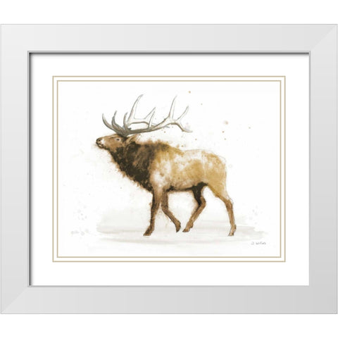 Elk v2 Warm White Modern Wood Framed Art Print with Double Matting by Wiens, James