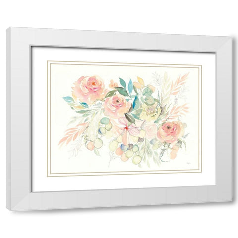 Watercolor Blossom I White Modern Wood Framed Art Print with Double Matting by Rice, Kristy