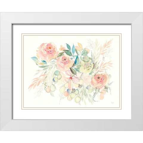 Watercolor Blossom I White Modern Wood Framed Art Print with Double Matting by Rice, Kristy