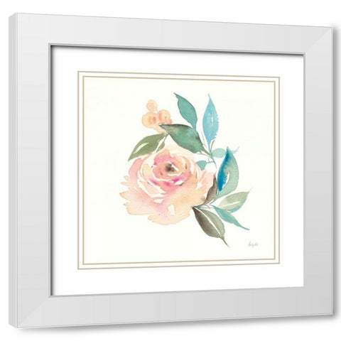 Watercolor Blossom II White Modern Wood Framed Art Print with Double Matting by Rice, Kristy