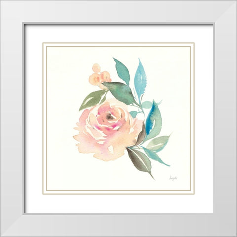 Watercolor Blossom II White Modern Wood Framed Art Print with Double Matting by Rice, Kristy