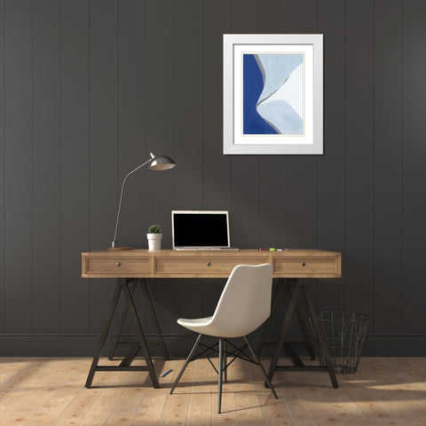 Retro Abstract III Blue White Modern Wood Framed Art Print with Double Matting by Nai, Danhui