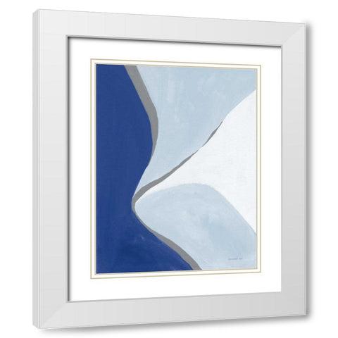 Retro Abstract III Blue White Modern Wood Framed Art Print with Double Matting by Nai, Danhui