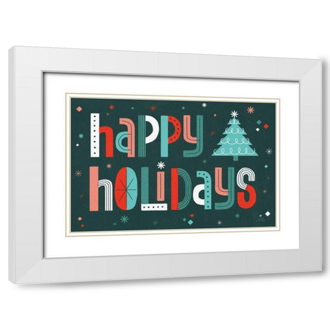 Retro Holiday II White Modern Wood Framed Art Print with Double Matting by Marshall, Laura