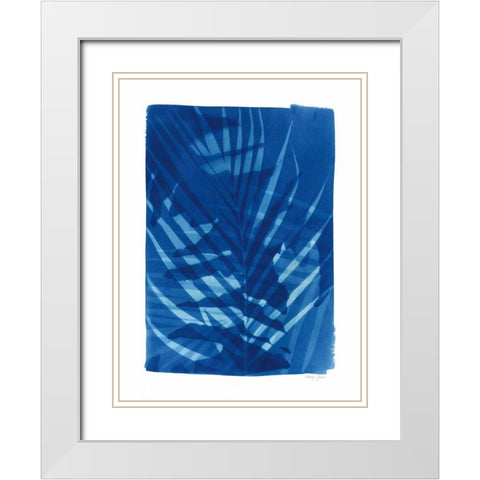 Cyanotype Tropical I White Modern Wood Framed Art Print with Double Matting by Green, Nancy