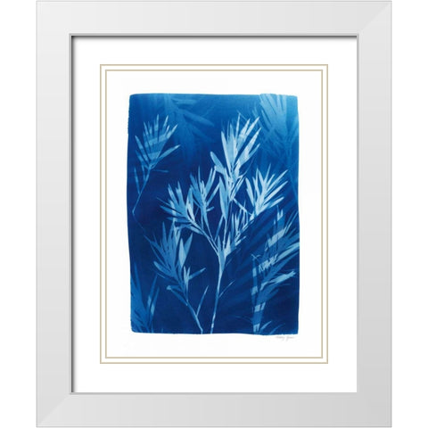 Cyanotype Tropical III White Modern Wood Framed Art Print with Double Matting by Green, Nancy