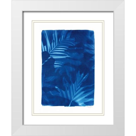 Cyanotype Tropical IV White Modern Wood Framed Art Print with Double Matting by Green, Nancy