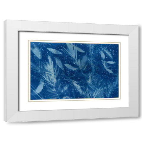 Cyanotype Tropical VII White Modern Wood Framed Art Print with Double Matting by Green, Nancy