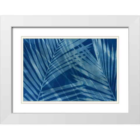 Cyanotype Tropical VIII White Modern Wood Framed Art Print with Double Matting by Green, Nancy