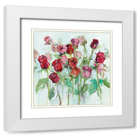 Wild Roses Bright White Modern Wood Framed Art Print with Double Matting by Hageman, Marilyn