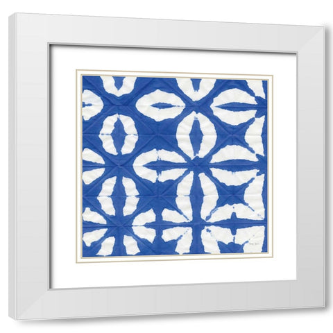 Aquarelle Blue Square I White Modern Wood Framed Art Print with Double Matting by Green, Nancy