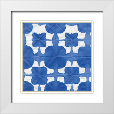 Aquarelle Blue Square II White Modern Wood Framed Art Print with Double Matting by Green, Nancy