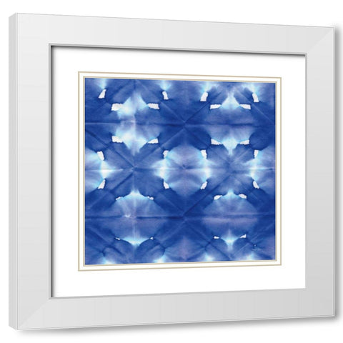 Aquarelle Blue Square III White Modern Wood Framed Art Print with Double Matting by Green, Nancy
