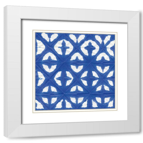 Aquarelle Blue Square V White Modern Wood Framed Art Print with Double Matting by Green, Nancy