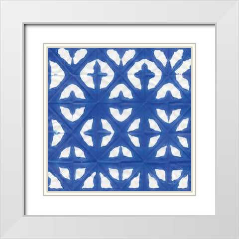Aquarelle Blue Square V White Modern Wood Framed Art Print with Double Matting by Green, Nancy