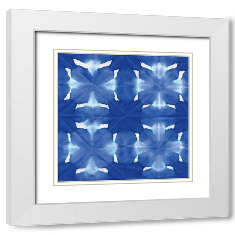Aquarelle Blue Square VI White Modern Wood Framed Art Print with Double Matting by Green, Nancy