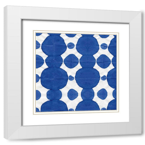 Aquarelle Blue Square IX White Modern Wood Framed Art Print with Double Matting by Green, Nancy