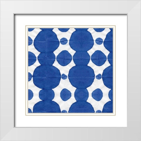 Aquarelle Blue Square IX White Modern Wood Framed Art Print with Double Matting by Green, Nancy