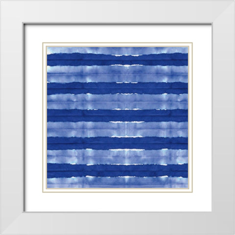 Aquarelle Blue Square XII White Modern Wood Framed Art Print with Double Matting by Green, Nancy