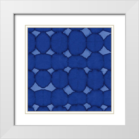 Aquarelle Blue Square XIII White Modern Wood Framed Art Print with Double Matting by Green, Nancy